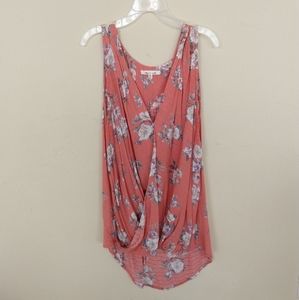 Bleuh ciel floral peachy pink sleeveless blouse